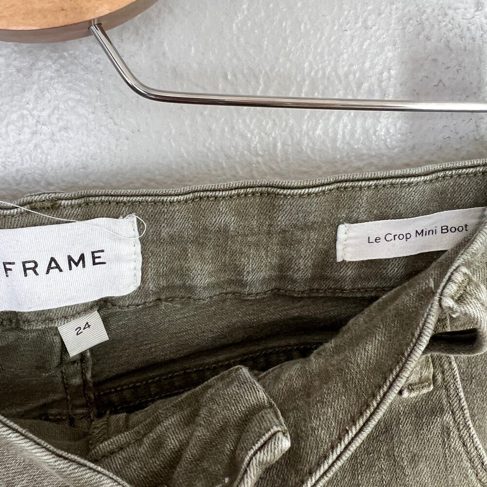 Frame Le Crop Mini Boot Jeans Army Green High Rise Stretch Denim 24 Kick Flare - Picture 11 of 13